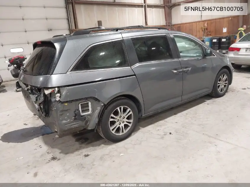5FNRL5H67CB100705 2012 Honda Odyssey Ex-L