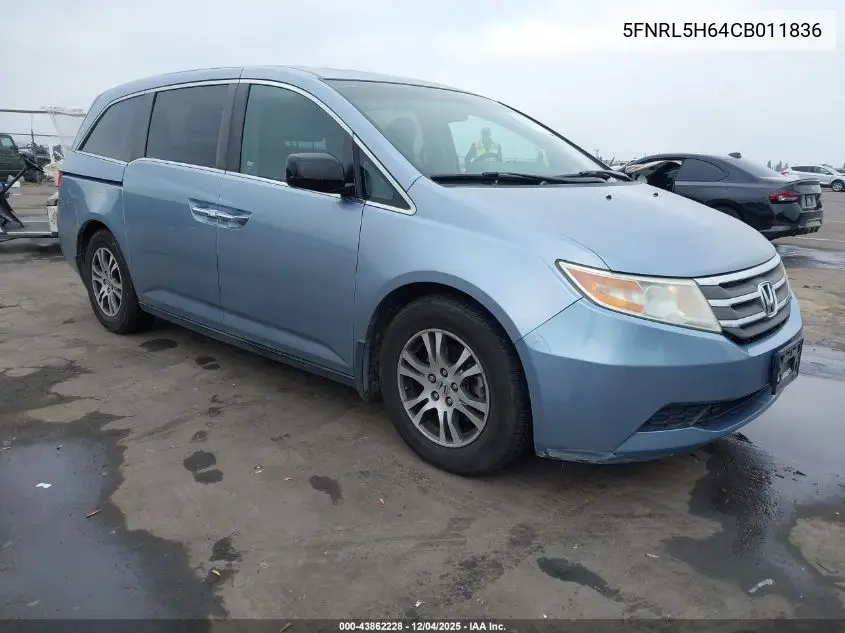 5FNRL5H64CB011836 2012 Honda Odyssey Ex-L