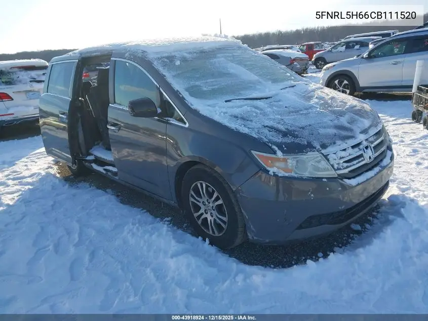 5FNRL5H66CB111520 2012 Honda Odyssey Ex-L