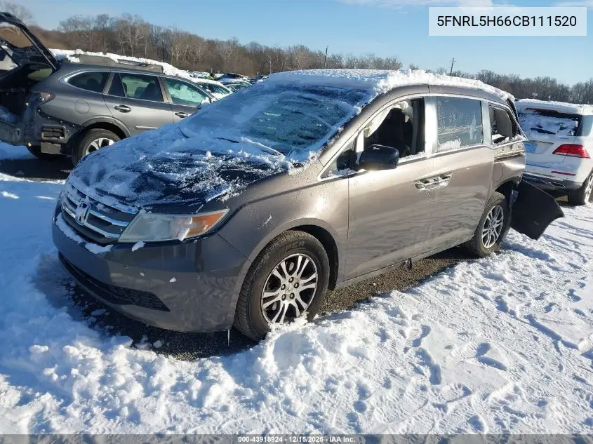 5FNRL5H66CB111520 2012 Honda Odyssey Ex-L