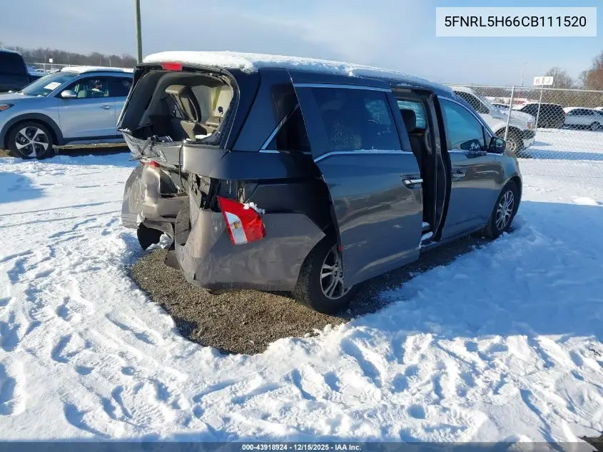 5FNRL5H66CB111520 2012 Honda Odyssey Ex-L