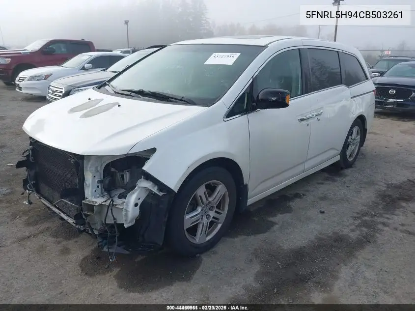 5FNRL5H94CB503261 2012 Honda Odyssey Touring/Touring Elite