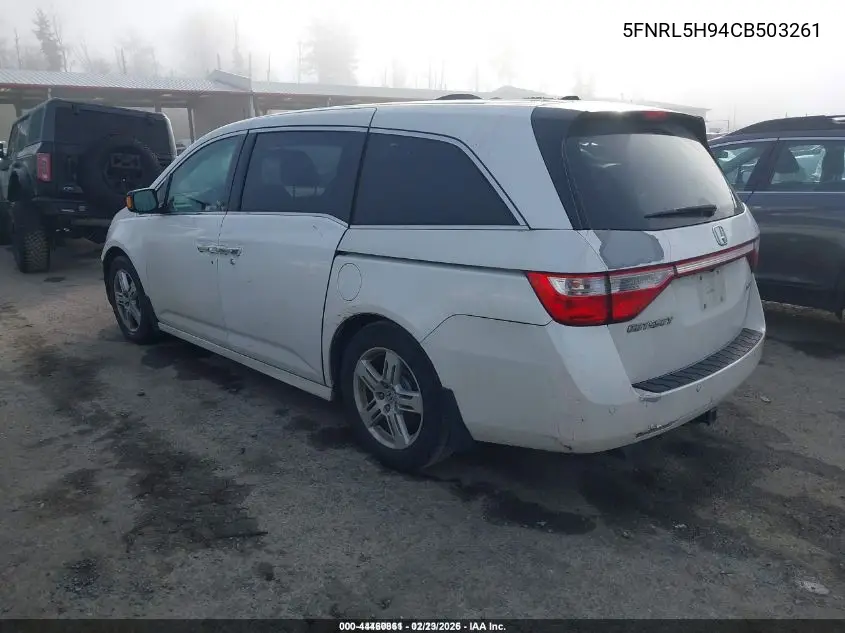 5FNRL5H94CB503261 2012 Honda Odyssey Touring/Touring Elite