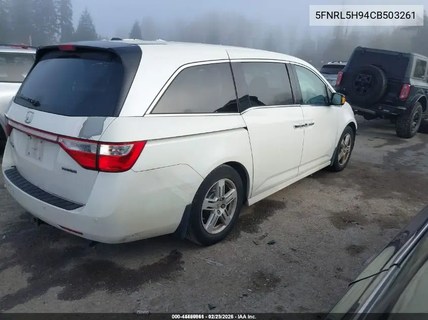 5FNRL5H94CB503261 2012 Honda Odyssey Touring/Touring Elite
