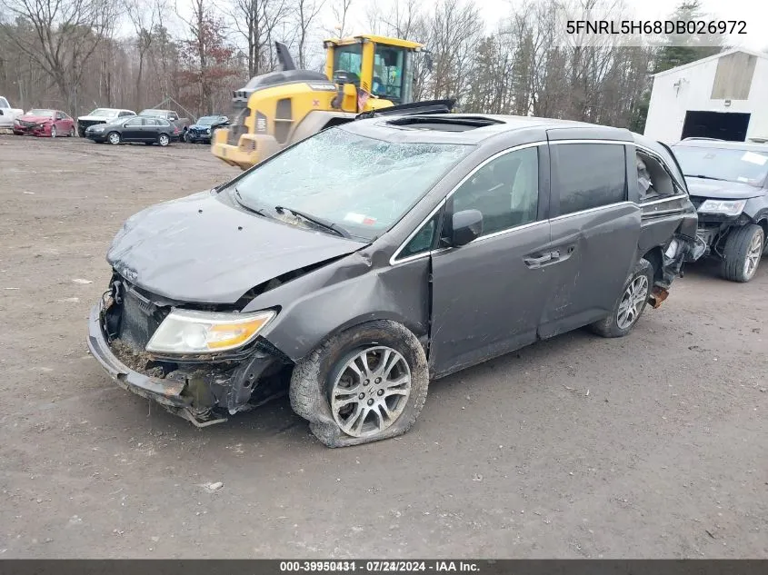 2013 Honda Odyssey Ex-L VIN: 5FNRL5H68DB026972 Lot: 39950431