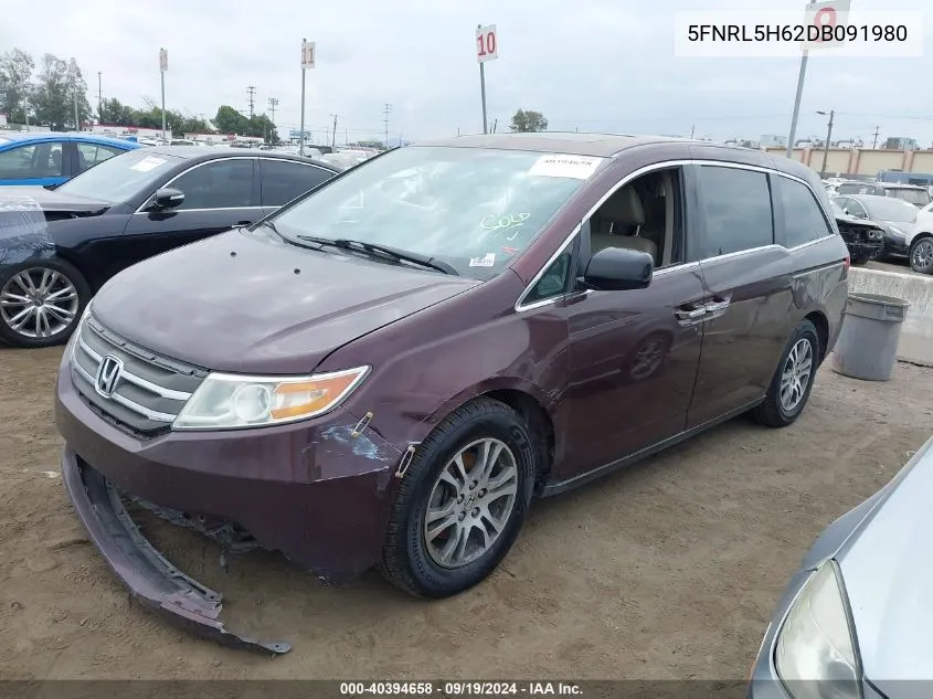 2013 Honda Odyssey Ex-L VIN: 5FNRL5H62DB091980 Lot: 40394658