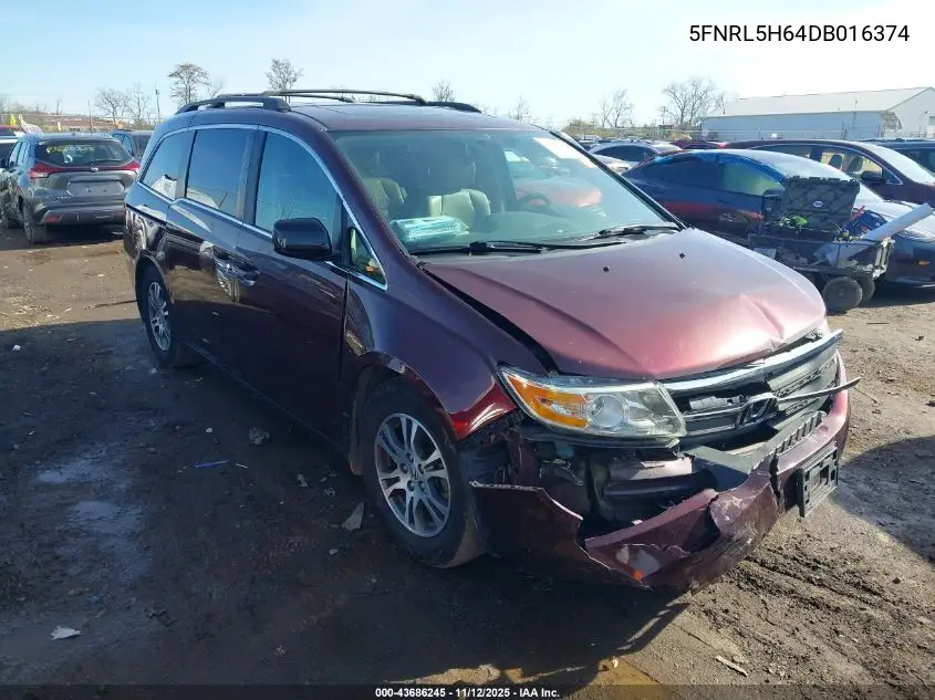 5FNRL5H64DB016374 2013 Honda Odyssey Ex-L