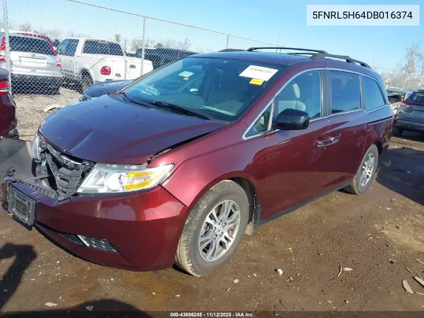 5FNRL5H64DB016374 2013 Honda Odyssey Ex-L