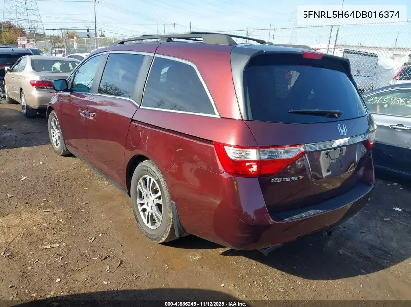 5FNRL5H64DB016374 2013 Honda Odyssey Ex-L