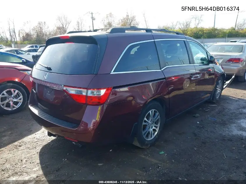 5FNRL5H64DB016374 2013 Honda Odyssey Ex-L