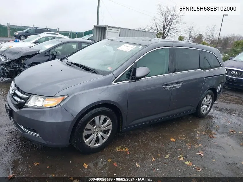 5FNRL5H68EB102000 2014 Honda Odyssey Ex-L