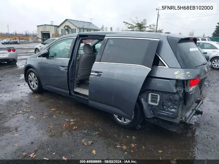 2014 Honda Odyssey Ex-L VIN: 5FNRL5H68EB102000 Lot: 40026669