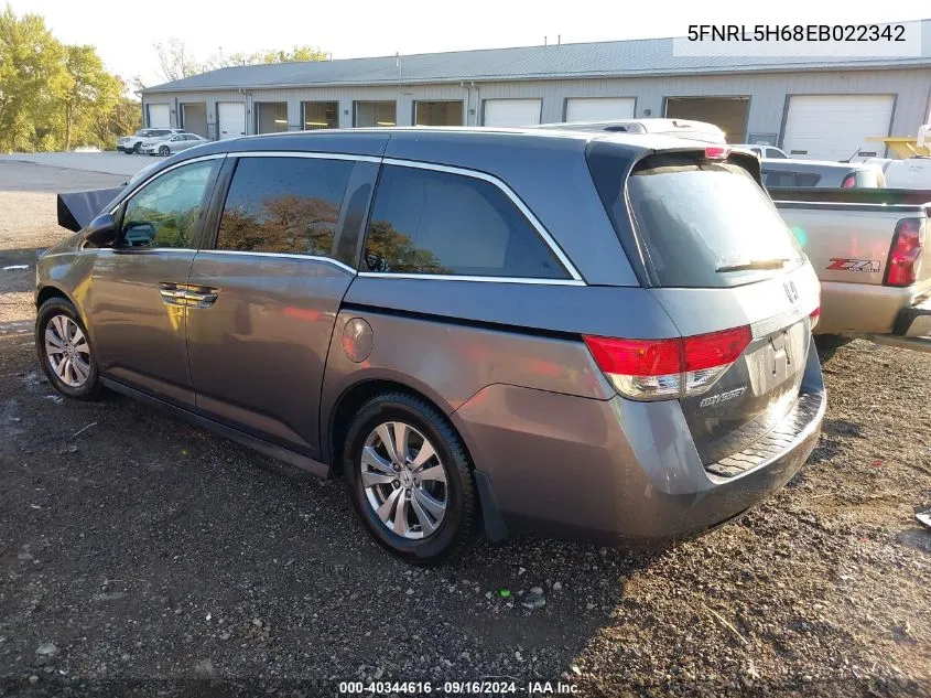 2014 Honda Odyssey Ex-L VIN: 5FNRL5H68EB022342 Lot: 40344616