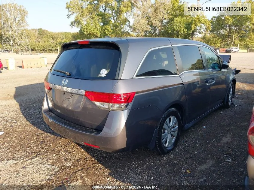 2014 Honda Odyssey Ex-L VIN: 5FNRL5H68EB022342 Lot: 40344616