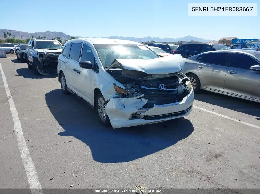 5FNRL5H24EB083667 2014 Honda Odyssey Lx