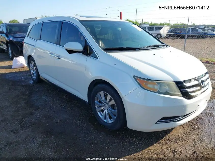 5FNRL5H66EB071412 2014 Honda Odyssey Ex-L