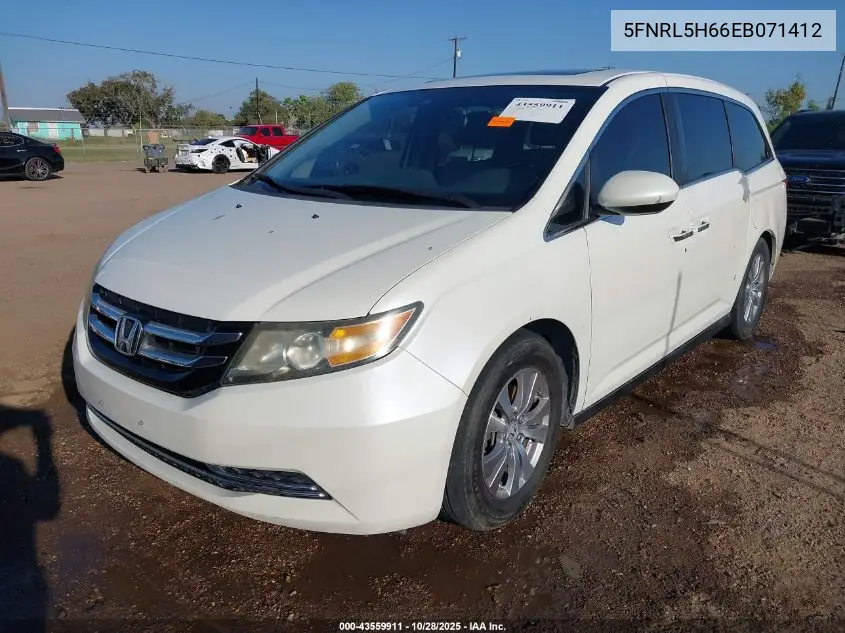 5FNRL5H66EB071412 2014 Honda Odyssey Ex-L