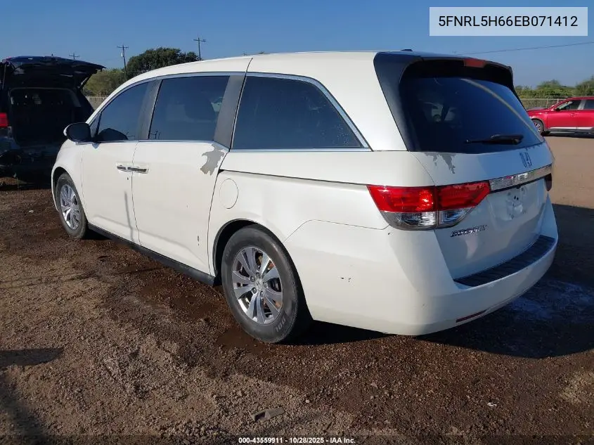5FNRL5H66EB071412 2014 Honda Odyssey Ex-L