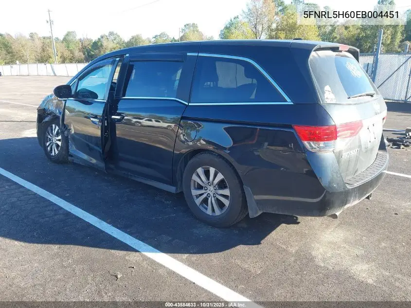 5FNRL5H60EB004451 2014 Honda Odyssey Ex-L
