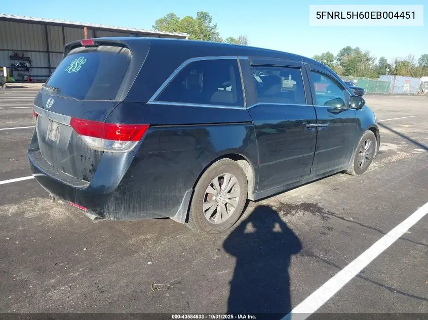 5FNRL5H60EB004451 2014 Honda Odyssey Ex-L