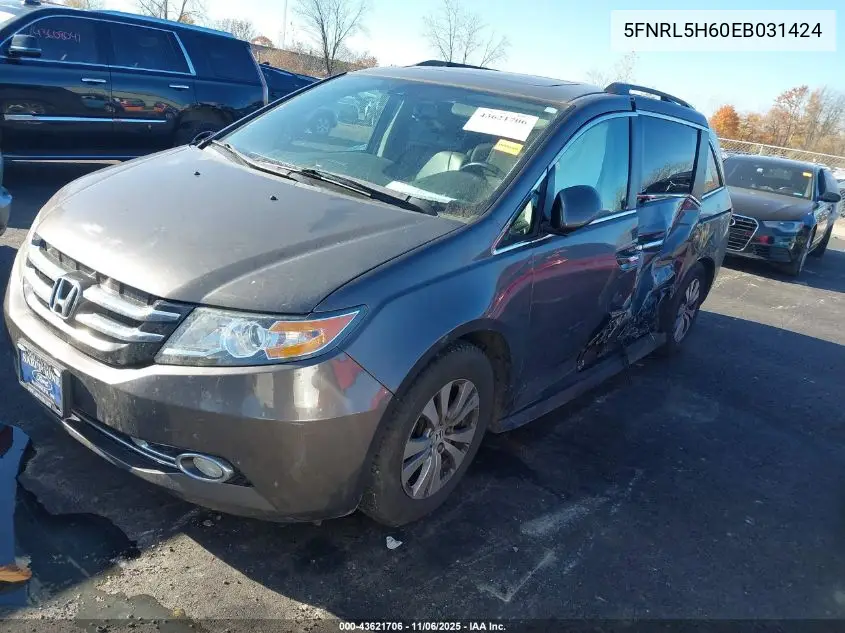 5FNRL5H60EB031424 2014 Honda Odyssey Ex-L