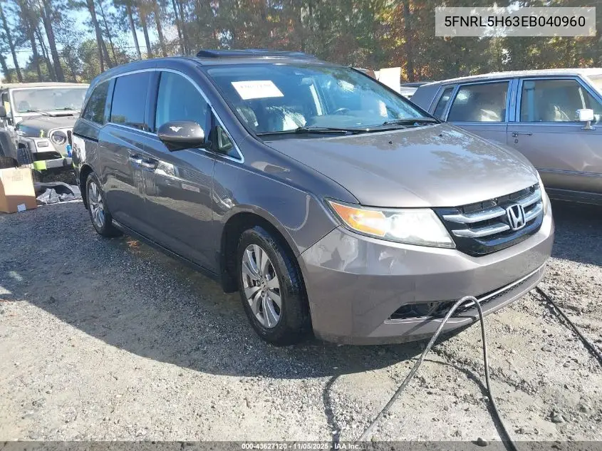 5FNRL5H63EB040960 2014 Honda Odyssey Ex-L