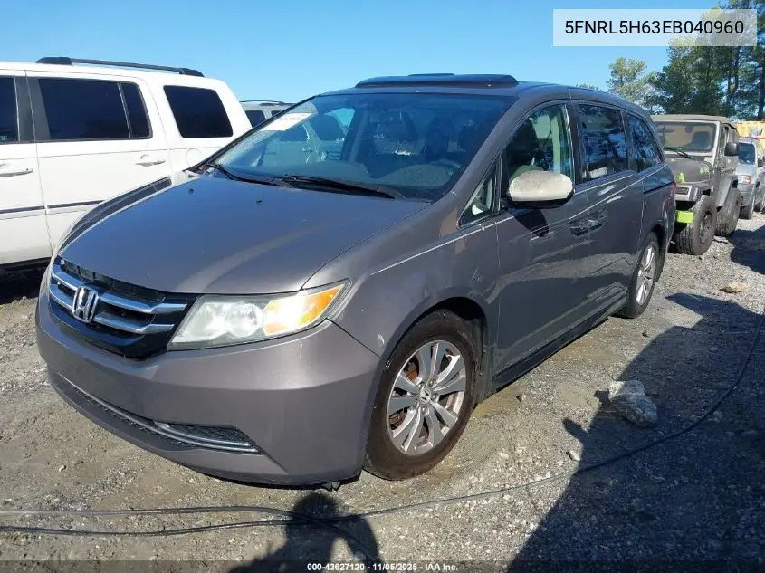 5FNRL5H63EB040960 2014 Honda Odyssey Ex-L