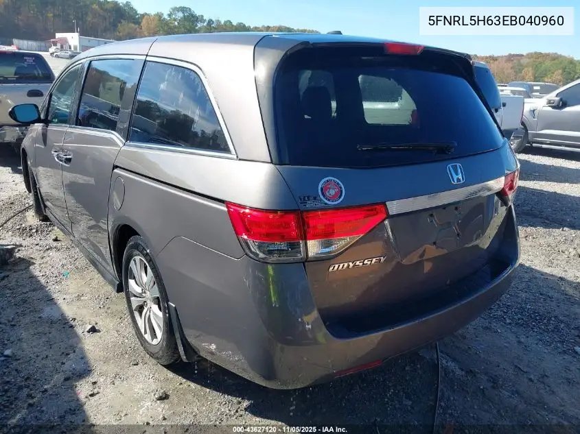 5FNRL5H63EB040960 2014 Honda Odyssey Ex-L