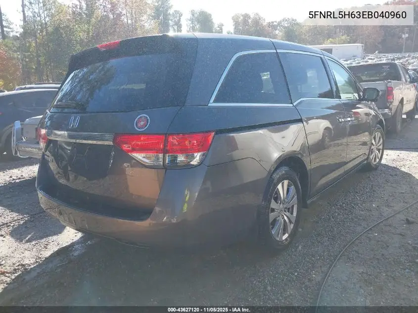 5FNRL5H63EB040960 2014 Honda Odyssey Ex-L