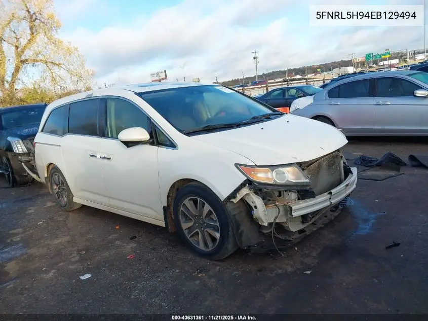 5FNRL5H94EB129494 2014 Honda Odyssey Touring/Touring Elite