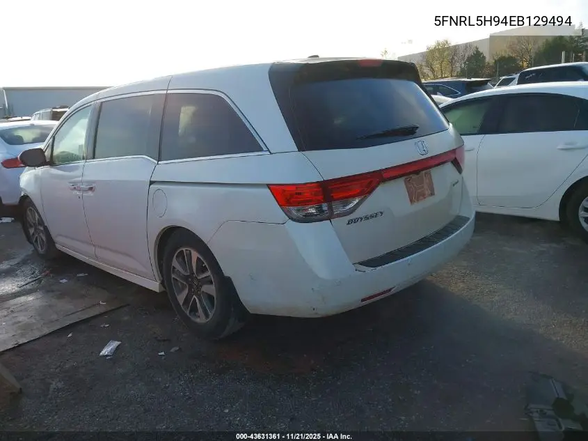 5FNRL5H94EB129494 2014 Honda Odyssey Touring/Touring Elite