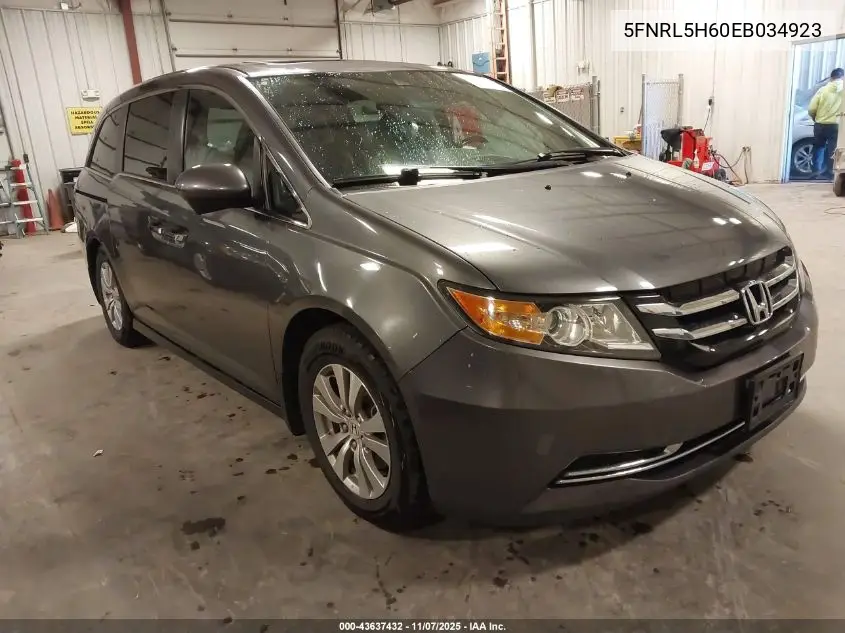 5FNRL5H60EB034923 2014 Honda Odyssey Ex-L