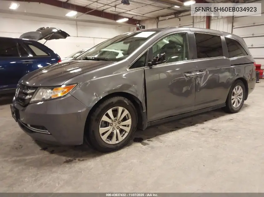 5FNRL5H60EB034923 2014 Honda Odyssey Ex-L