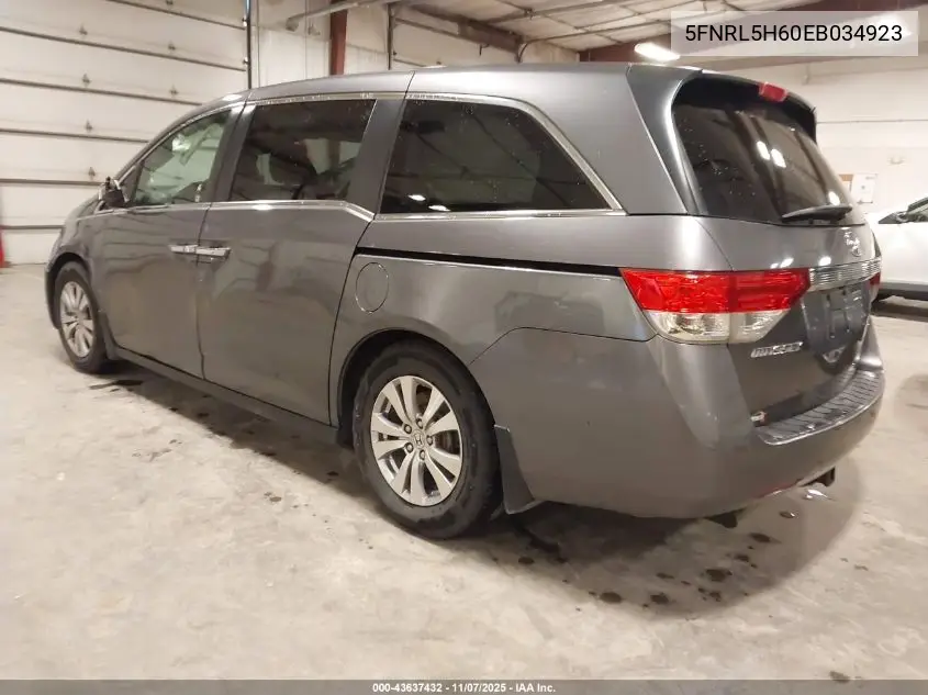 5FNRL5H60EB034923 2014 Honda Odyssey Ex-L