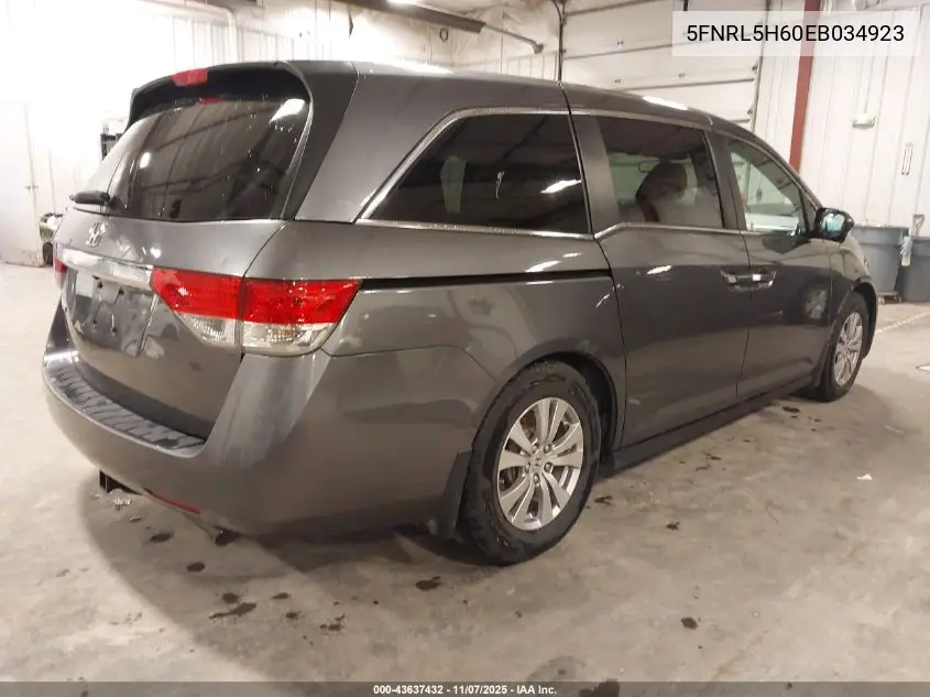 5FNRL5H60EB034923 2014 Honda Odyssey Ex-L