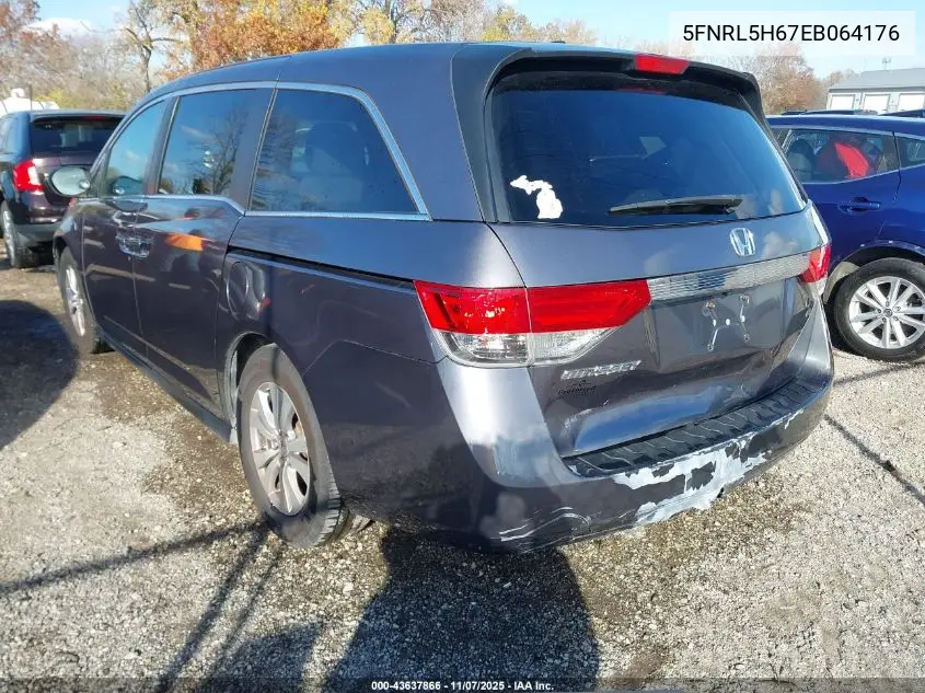 5FNRL5H67EB064176 2014 Honda Odyssey Ex-L