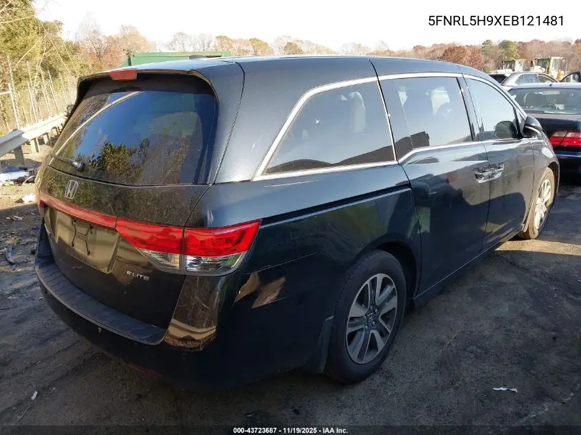 5FNRL5H9XEB121481 2014 Honda Odyssey Touring/Touring Elite