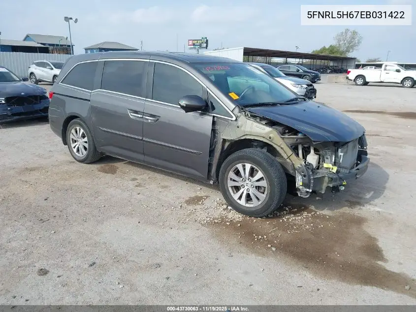 5FNRL5H67EB031422 2014 Honda Odyssey Ex-L
