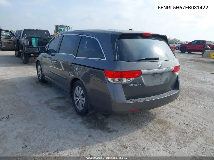 5FNRL5H67EB031422 2014 Honda Odyssey Ex-L
