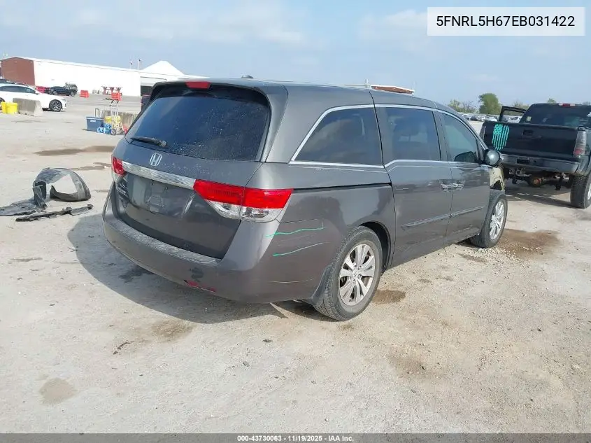 5FNRL5H67EB031422 2014 Honda Odyssey Ex-L