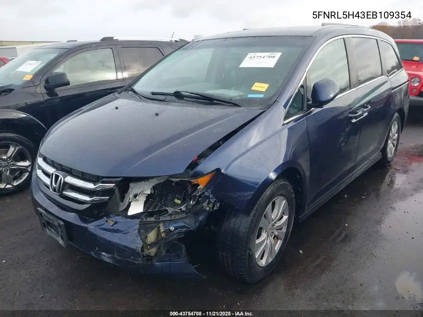 5FNRL5H43EB109354 2014 Honda Odyssey Ex
