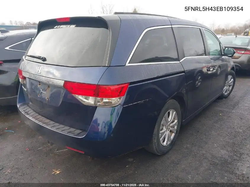 5FNRL5H43EB109354 2014 Honda Odyssey Ex