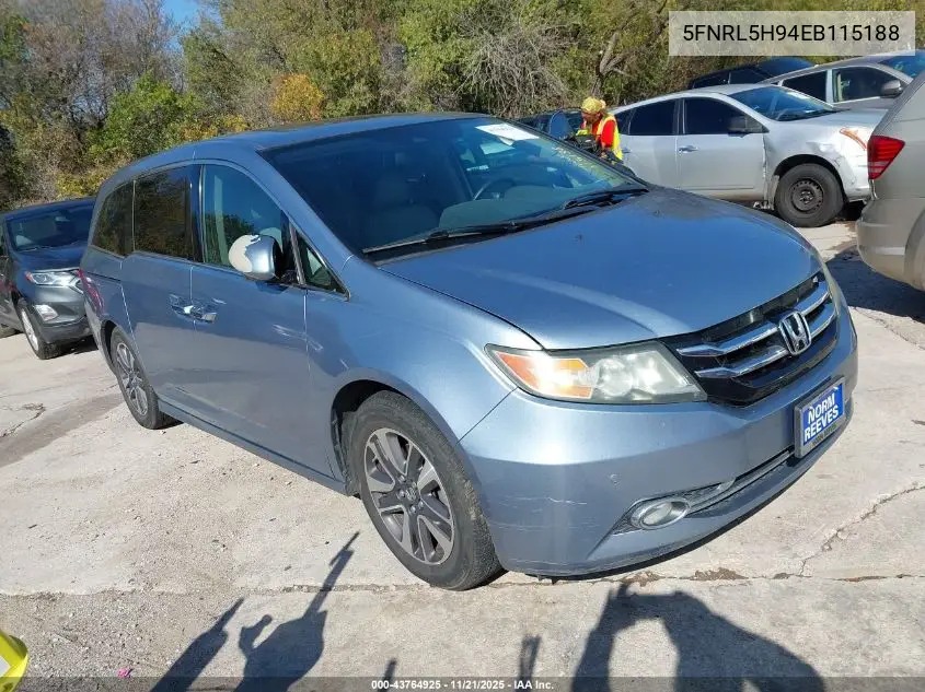 5FNRL5H94EB115188 2014 Honda Odyssey Touring/Touring Elite