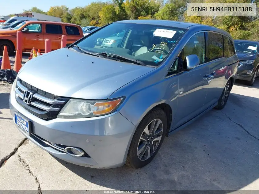 5FNRL5H94EB115188 2014 Honda Odyssey Touring/Touring Elite