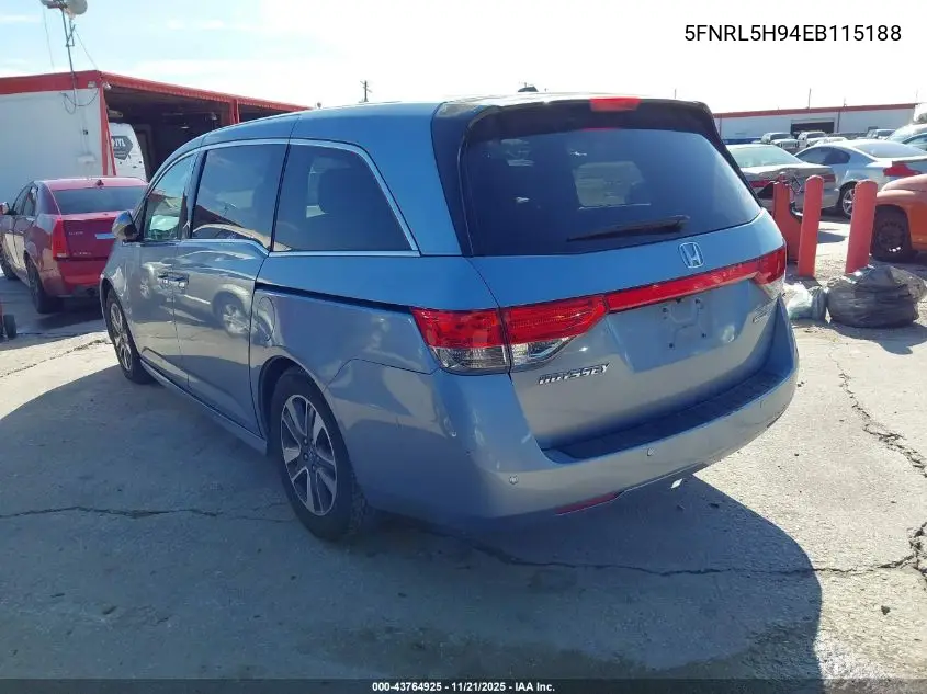5FNRL5H94EB115188 2014 Honda Odyssey Touring/Touring Elite