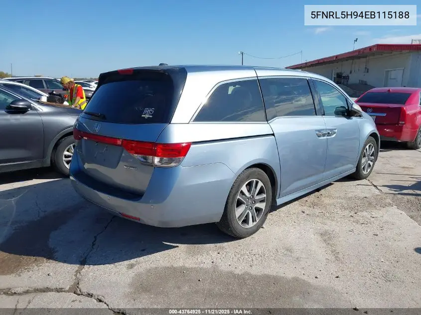 5FNRL5H94EB115188 2014 Honda Odyssey Touring/Touring Elite