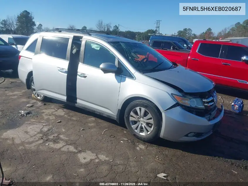 5FNRL5H6XEB020687 2014 Honda Odyssey Ex-L
