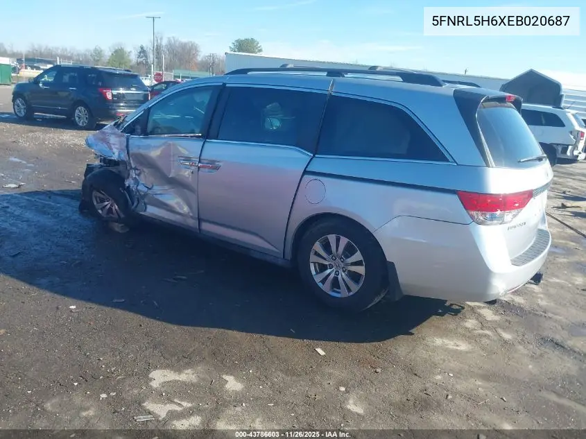 5FNRL5H6XEB020687 2014 Honda Odyssey Ex-L