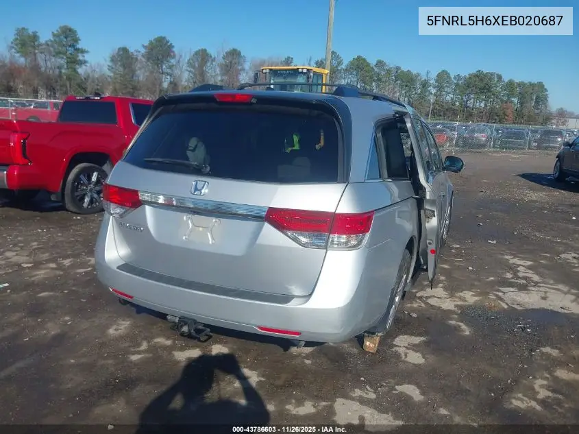 5FNRL5H6XEB020687 2014 Honda Odyssey Ex-L