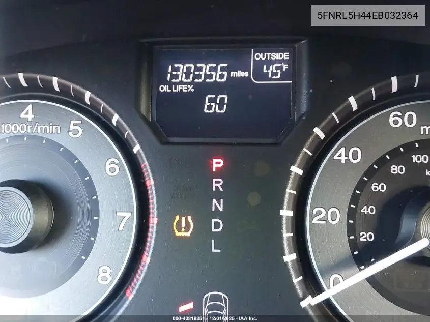 5FNRL5H44EB032364 2014 Honda Odyssey Ex